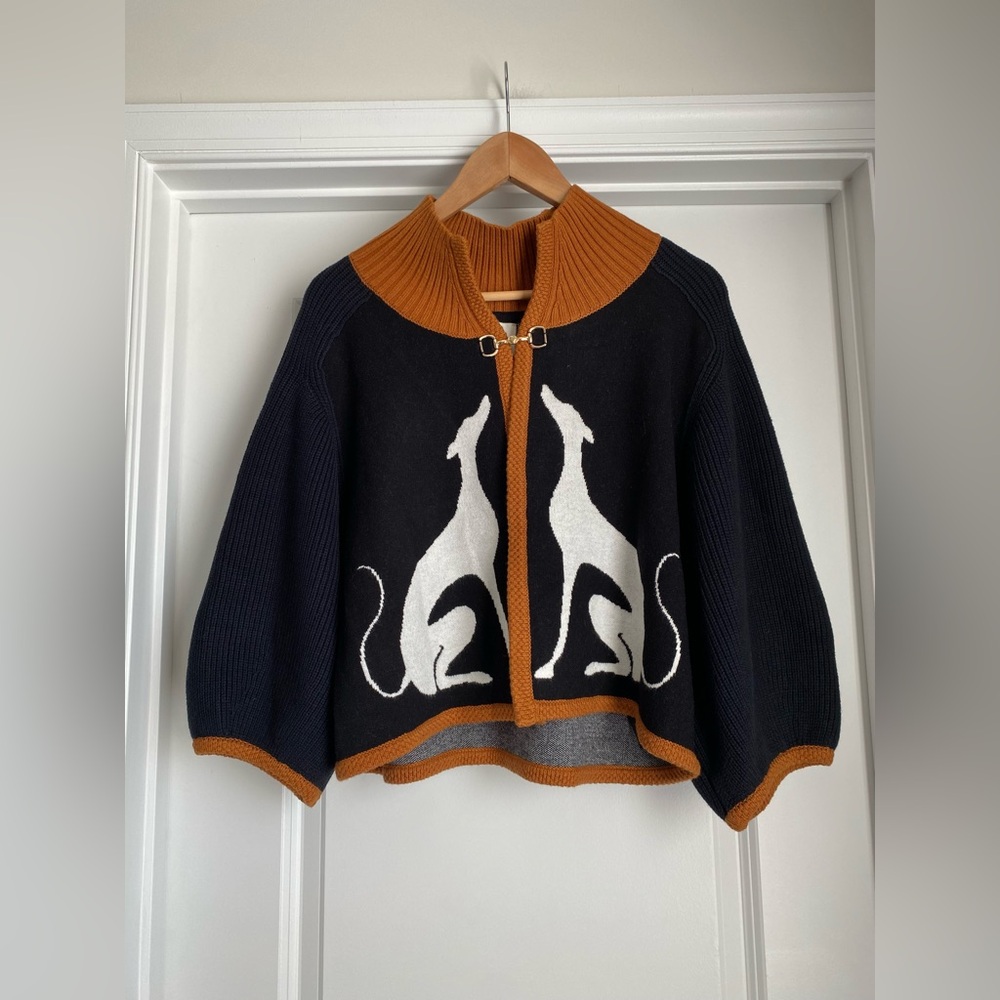 Anthropologie Maeve Dog Motif Cape Cardigan Sweater - NWT - Picture 5 of 6